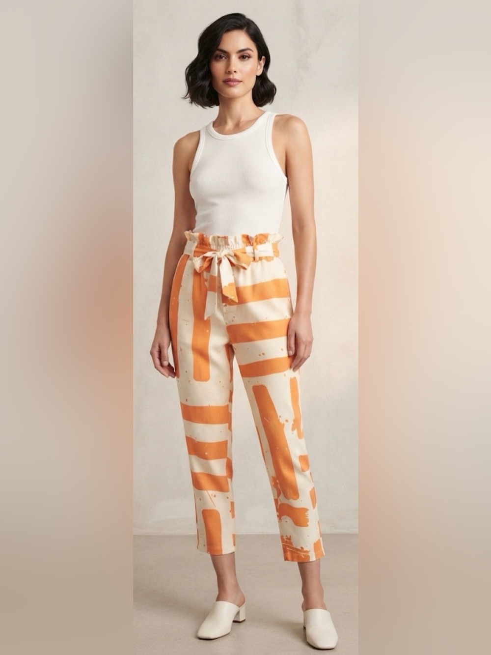 souk + SEPIA Striped Splatter Pattern Pull On Pants Size XS Beach Vacation